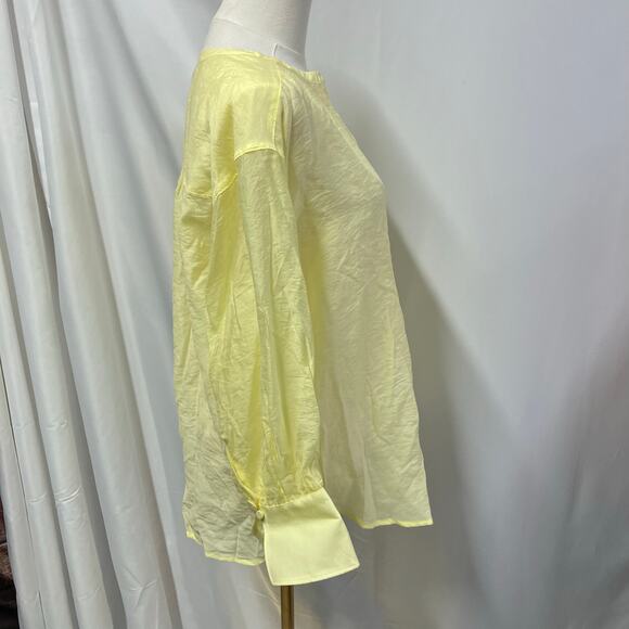 Express Button Front Lightweight Sheer Yellow Blouse Womens small Beach‎ summer - Picture 10 of 14